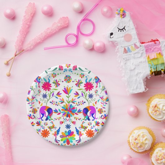 Weimaraners,Rabbits, Bugs & Birds Otomi pattern Pappteller (Party)