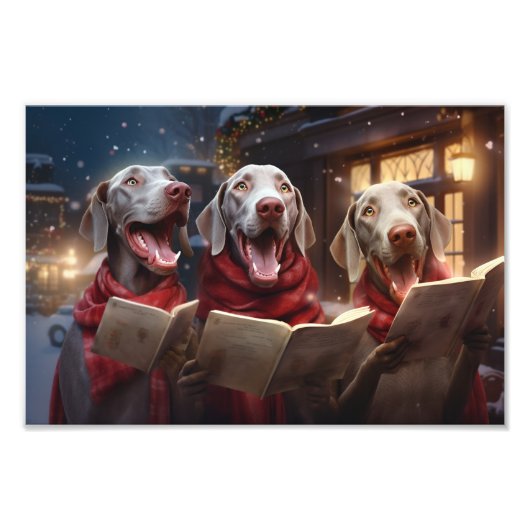 Weimaraners Weihnachtsfeiertag Fotodruck (Vorne)