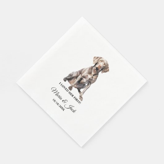 Weimarer Hund HochzeitsNapkins mit Foto Serviette (Ecke)