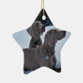 Weimeraner im Schnee Keramik Ornament (Rechts)