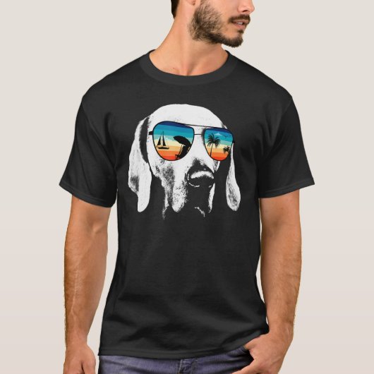 Weimeraner Labrador mit Brillen Sonnenbrille Retro T-Shirt (Vorderseite)