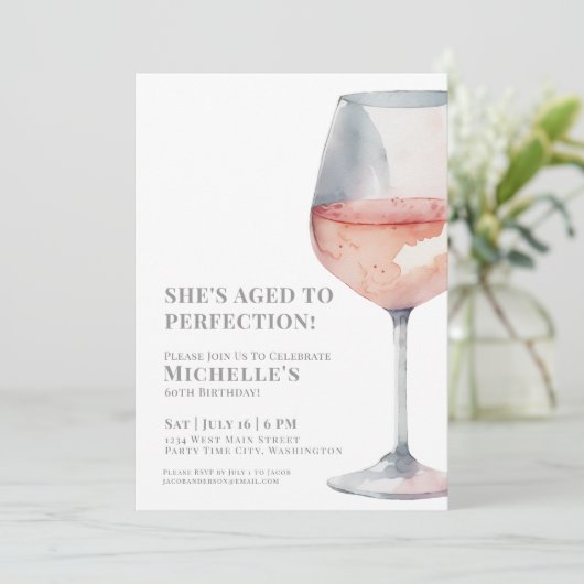 Wein 60. Geburtstagsparty Einladung (Stehend Vorderseite)