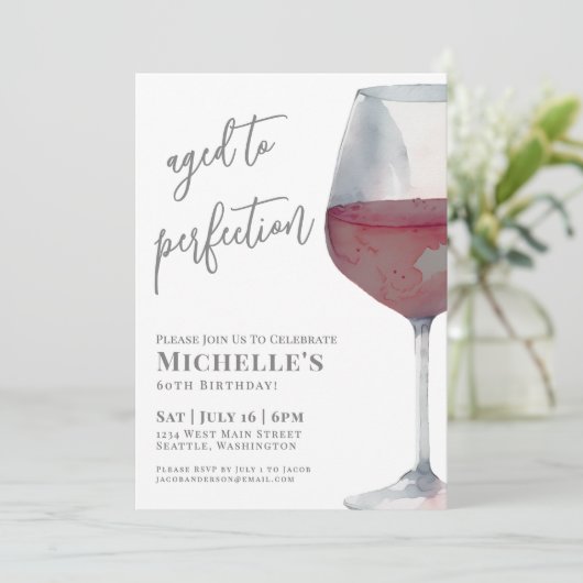 Wein 60. Geburtstagsparty Einladung (Stehend Vorderseite)