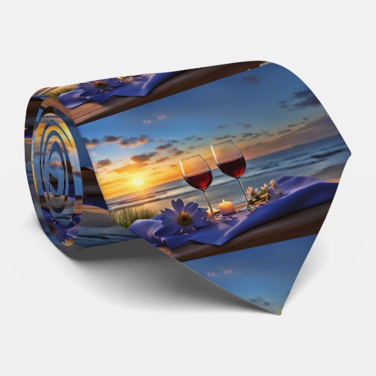 Wein am Strand Krawatte (Gerollt)