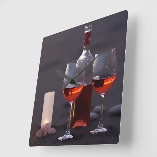 Wein am Strand Quadratische Wanduhr (Winkel)