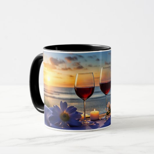 Wein am Strand Tasse (Vorderseite Links)