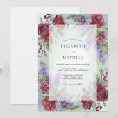 Wein-Amethyst-gemalte Hochzeit Einladung (Vorne/Hinten)