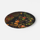 Wein, Äpfel und Trauben Pappteller (Schrägansicht)