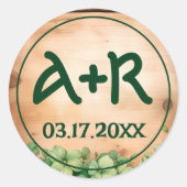 Wein auf Holz St. Patricks Day Irische Hochzeit Runder Aufkleber (Vorderseite)