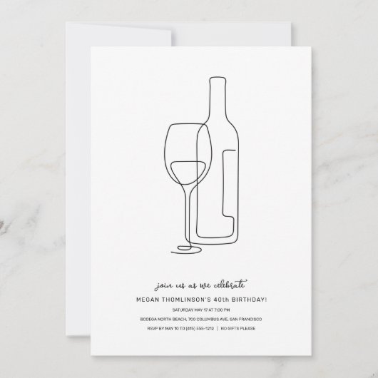 Wein Bar Geburtstag Einladung (Vorderseite)