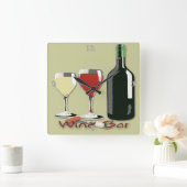 Wein-Bar - Wein-quadratische Wand-Uhr Quadratische Wanduhr (Zuhause)