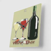 Wein-Bar - Wein-quadratische Wand-Uhr Quadratische Wanduhr (Winkel)