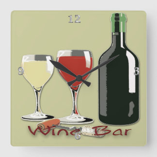 Wein-Bar - Wein-quadratische Wand-Uhr Quadratische Wanduhr