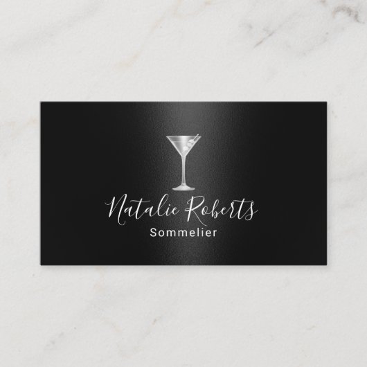 Wein Barkeeper Sommelier Beruflich Black Visitenkarte (Vorderseite)