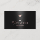 Wein Barkeeper Sommelier Black & Rose Gold Visitenkarte (Vorderseite)