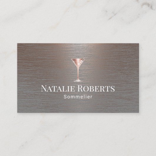 Wein Barkeeper Sommelier Modernes Kupfer Visitenkarte (Vorderseite)