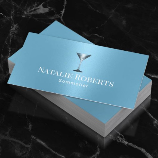 Wein Barkeeper Sommelier Modernes Licht Blau Visitenkarte