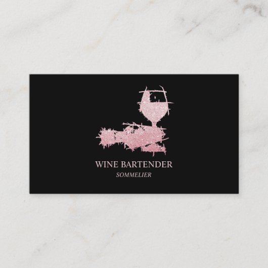 Wein Barkeeper Sommelier Rose Gold Visitenkarte (Vorderseite)