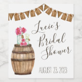Wein Barrel Floral, Mason Jar Brautparty Weinetikett (Einzelnes Label)