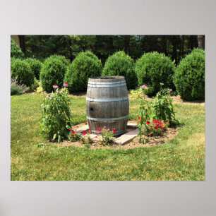 Wein Barrel Garden Deco, Chateau Morrisette, VA Poster