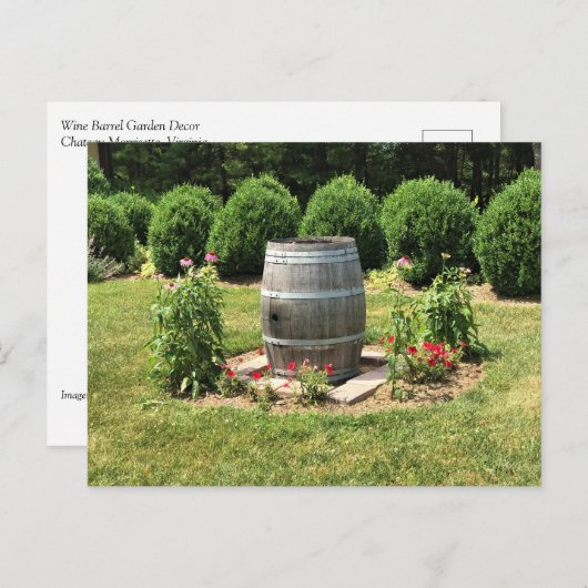 Wein Barrel Garden Deco, Chateau Morrisette, VA Postkarte (Vorne/Hinten)