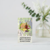 Wein Barrel Käse Trauben Visitenkarte (Stehend Vorderseite)