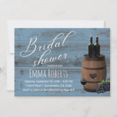 Wein Barrel Rustic Dusty Blue Barn Brautparty Einladung (Vorderseite)