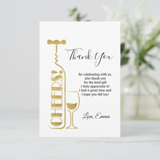 Wein, Beifall danke Karte (Stehend Vorderseite)