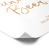 Wein & Bier 8x10 Stilvolle Rose Gold Wedding Sign Poster (Ecke)