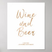 Wein & Bier 8x10 Stilvolle Rose Gold Wedding Sign Poster (Vorne)