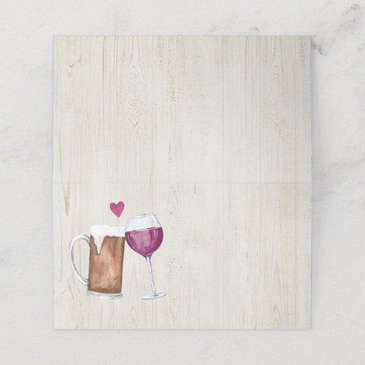 Wein & Bier Toast geflochtene Zelt-Platzkarte Platzkarte (Außenseite Aufgefaltet)