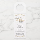 Wein Bier Wasser | Moderner Schwarz-Gold-Minimal Flaschenanhänger (Vorderseite)