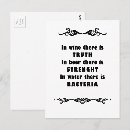 Wein Bier Wasser Postkarte (Vorne/Hinten)