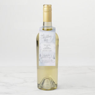 Wein Bier Wasser Silver Blue Winter Wonderland Flaschenanhänger