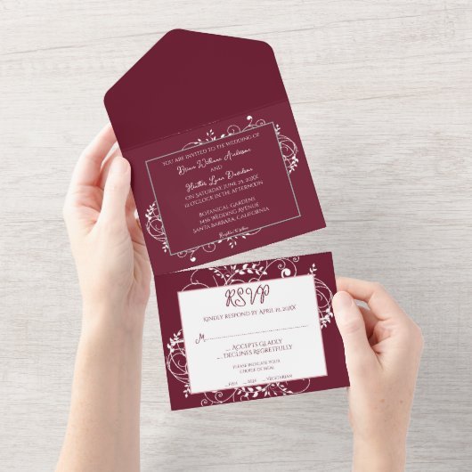 Wein Blühe Hochzeit in einer Einladung (Abreißen)