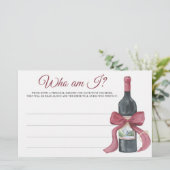 Wein & Bogen Brautparty Wer bin ich Spiel Briefpapier (Stehend Vorderseite)
