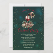 Wein Bootglas Sterne Grün Weihnachtsfeier Einladung (Vorderseite)