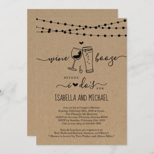 Wein & Booze bevor ich eine Dusche/Probe mache Einladung (Vorne/Hinten)