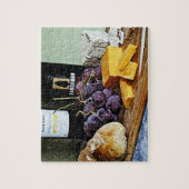 Wein-Brot-Käse-und Trauben-Stillleben Puzzle (Vertikal)