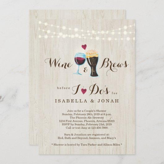 Wein & Brötchen vor dem Duschen / Probe Einladung (Vorne/Hinten)