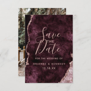 Wein Burgund Rose Gold Agate Marmor Foto auf der R Save The Date