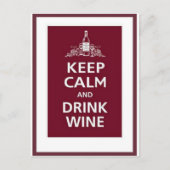 WEIN: "CALM UND TRINKWEIN BEHALTEN" POSTKARTE (Vorderseite)