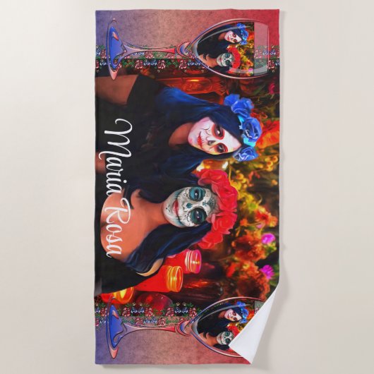 Wein, Catrinas, Blume & Kerzen 1718 Strandtuch (Vorderseite)