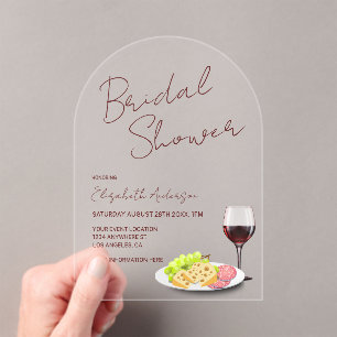 Wein- & Charcuterie-Brautjunggesellinnenabschied Acryleinladungen