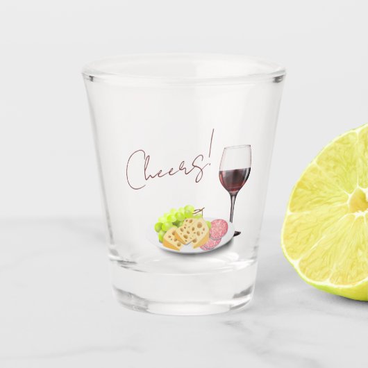 Wein- & Charcuterie-Engagement-Party Schnapsglas (Vorderseite)