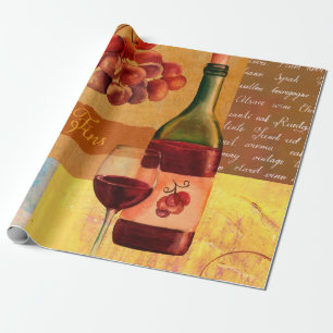 Wein-Collage im Vintage-Stil mit einer Wasserfarbe Geschenkpapier