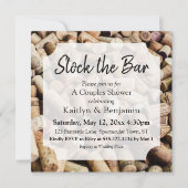Wein Cork Foto, Stock die Bar Couples Dusche Einladung (Vorderseite)
