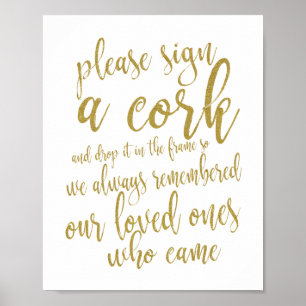Wein Cork Wedding Gästebuch Gold 8x10 Zeichen
