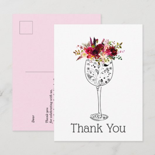 Wein, danke Karte (Vorne/Hinten)