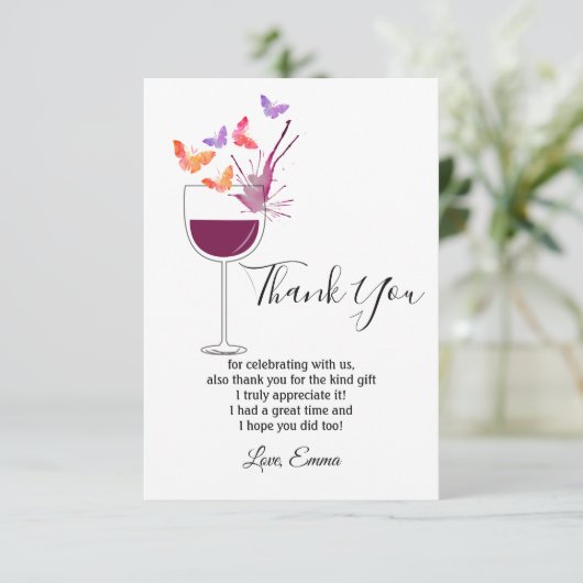 Wein, danke Karte (Stehend Vorderseite)